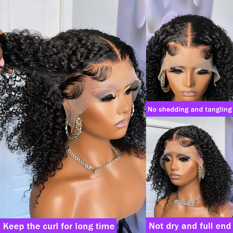 Deep Wave Bob Wig 13x4 Lace Frontal Wig Brazilian Human Hair Natural Hairline Remy Short Curly 4x4 Closure Wig Preplucked