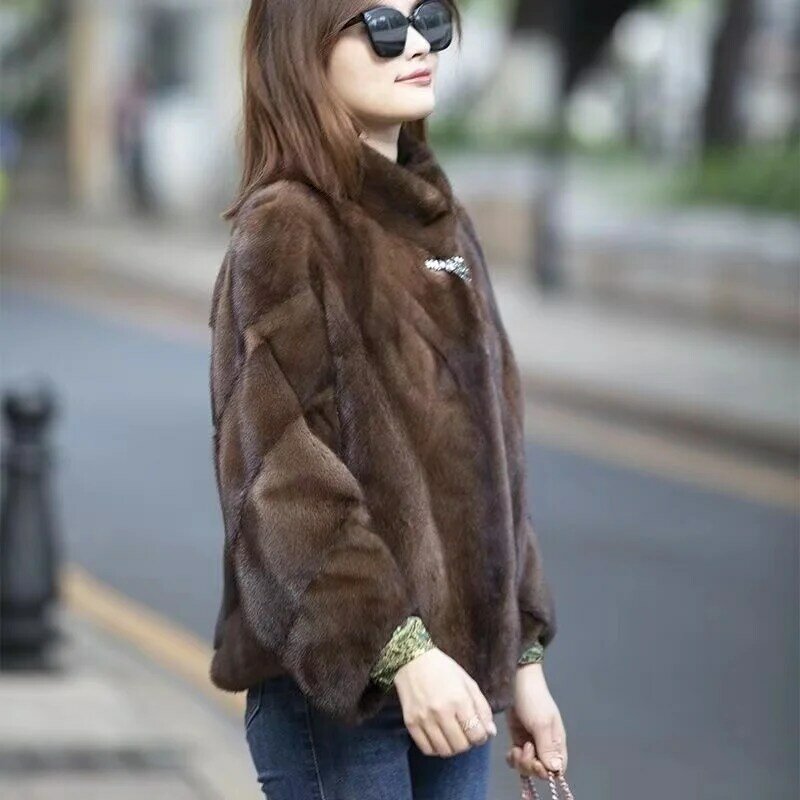 Manteau en fourrure de vison véritable pour dames, 100% réel, manteau en fourrure de vison de haute qualité, garder au chaud en hiver, mode