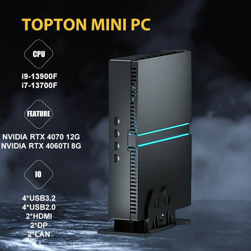 미니 게이밍 데스크탑, NVIDIA GeForce RTX 4070, 13 세대 인텔 코어 i9-13900F i7-13700F, 64GB RAM, 4T PCIE4.0 SSD, 초소형 게이머 컴퓨터