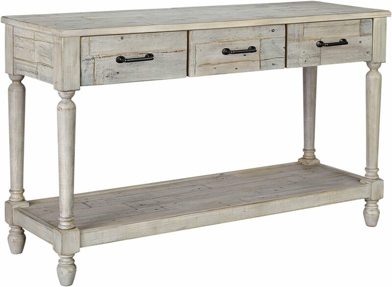 Ashley Shawnalore-Solid Pine Wood Sofa Console Table, Signature Design, Farmhouse