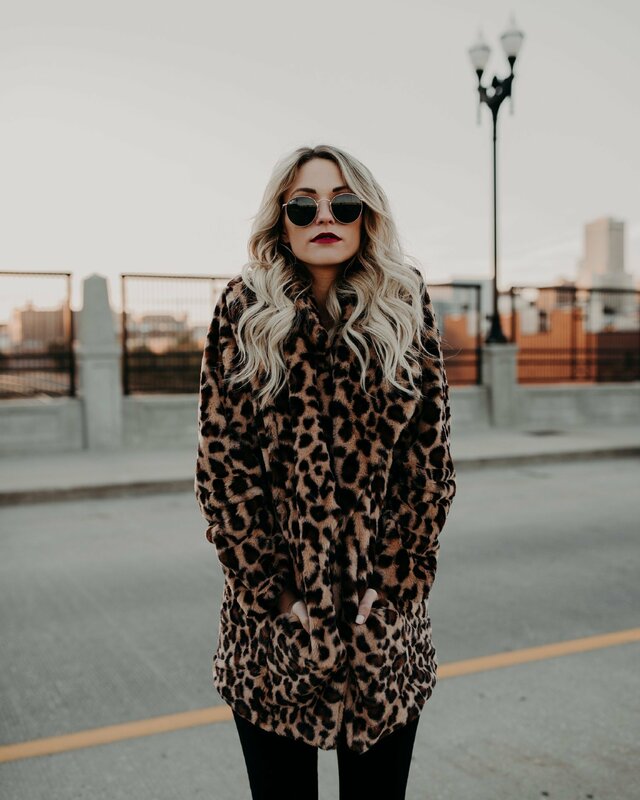Autunno inverno risvolto spesso soprabito premaman leopardo donna donna giacca calda cappotto Casual donna imitazione pelliccia giacca Outwear
