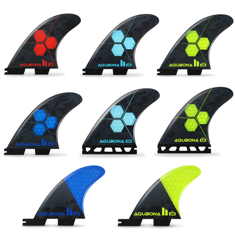 AQUBONA Surfboard Fins Honeycomb Fiberglass Performance Twin,Thruster (3 Fins)  Quad 5 Fins Single Tab or Twin Tab Size