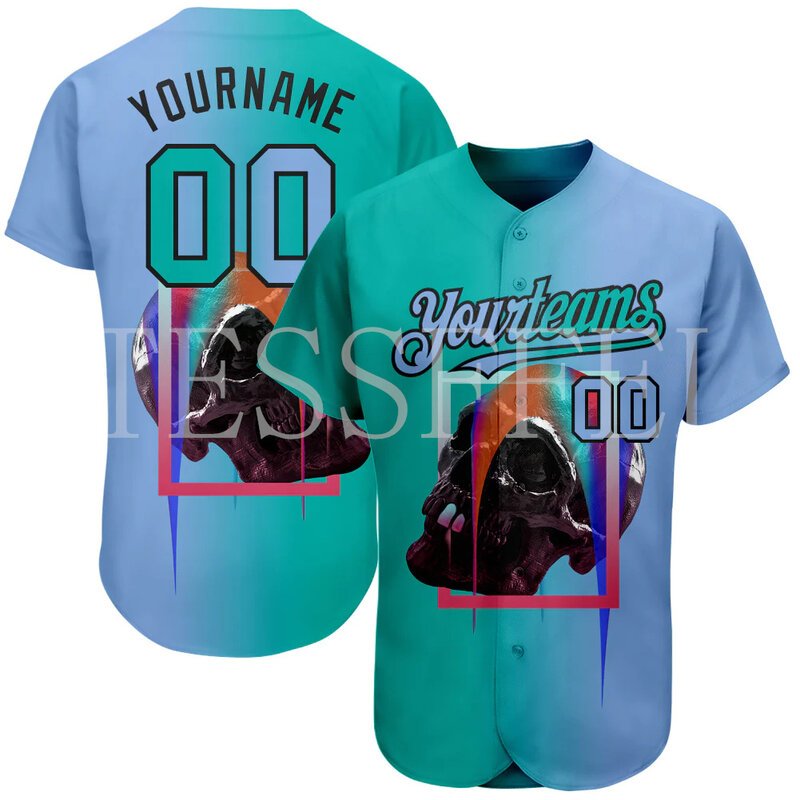 Newfashion Kleurrijke Sportkleding Custom Naam Speler Retro 3Dprint Harajuku Zomer Casual Grappige Streetwear Honkbal Shirts Jersey J