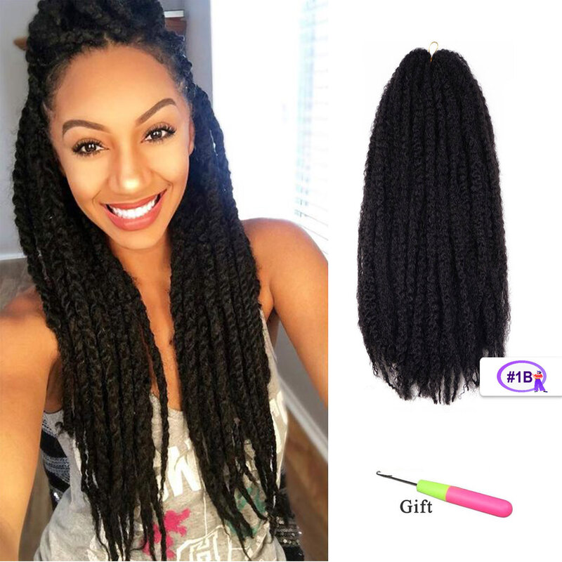 Marley Hair Trançando o cabelo para Faux Locs, Crochet Hair, extensões de cabelo sintético, Afro Twist, 18"