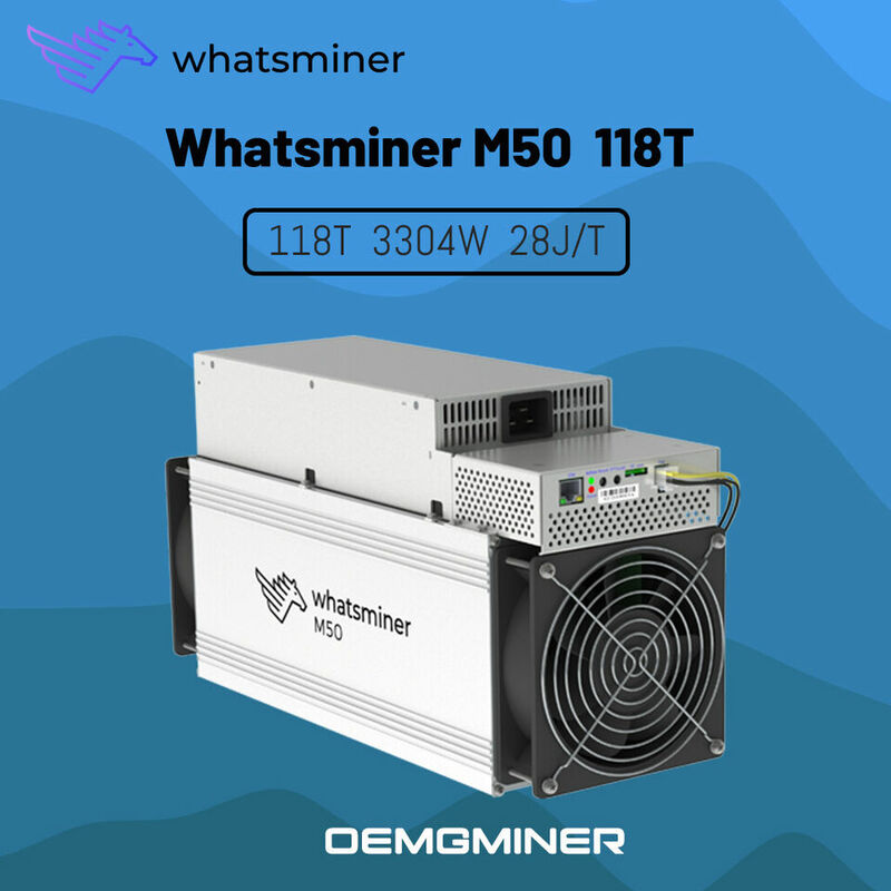 Achetez 4 obtenez 2 nouveaux Whatsminer M50 118TH 3304W SHA-256 BTC Bitcoin Miner ASIC Mining Machine