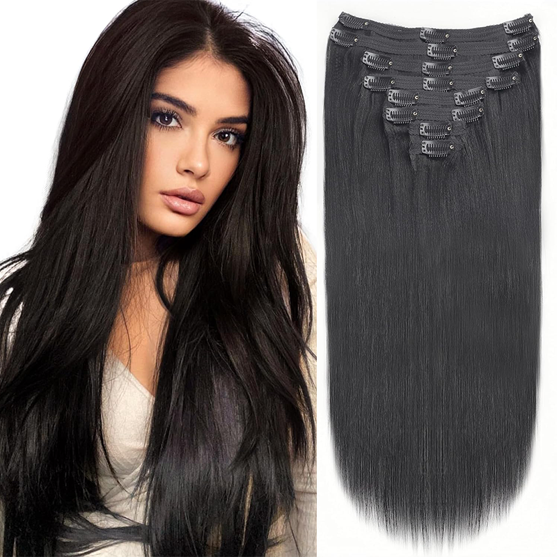 Clip in Hair Extensions Straight Clip ins 100% Remy Human Hair Invisible Natural Seamless Clip ons Human Hair Per Set with 120G