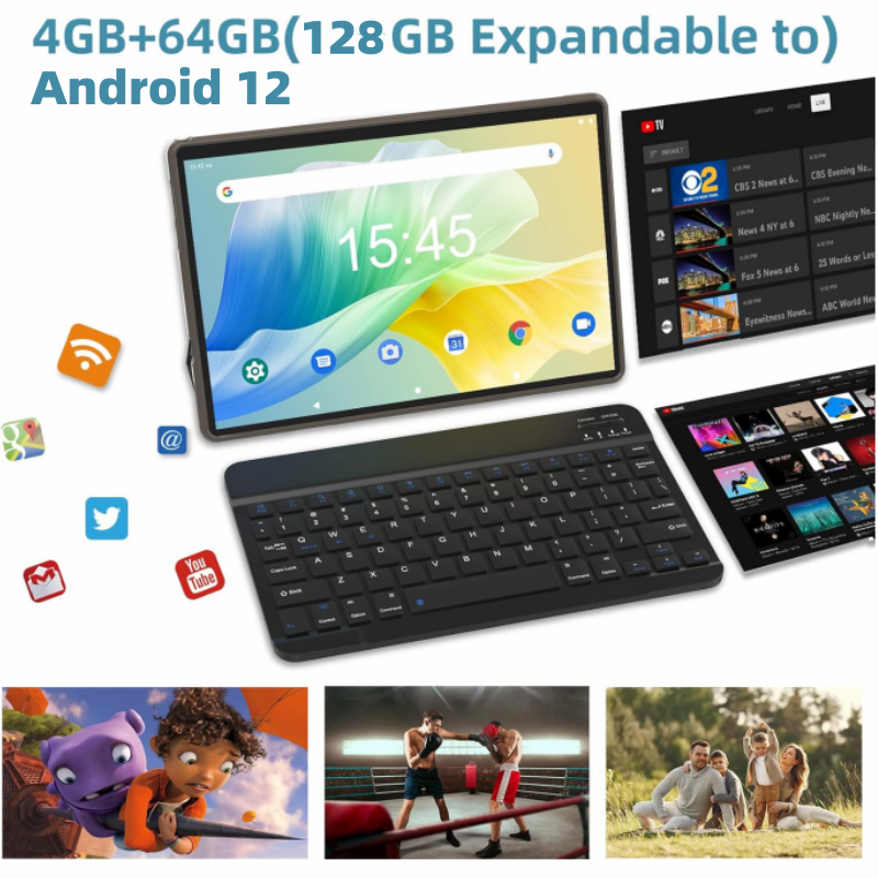 Tableta con Android 12, dispositivo de 10,1 pulgadas, 4GB de RAM, 64GB de ROM, MT8183 Flash, ocho núcleos, cámara frontal de 8,0 M, batería tipo C, 8000mAh