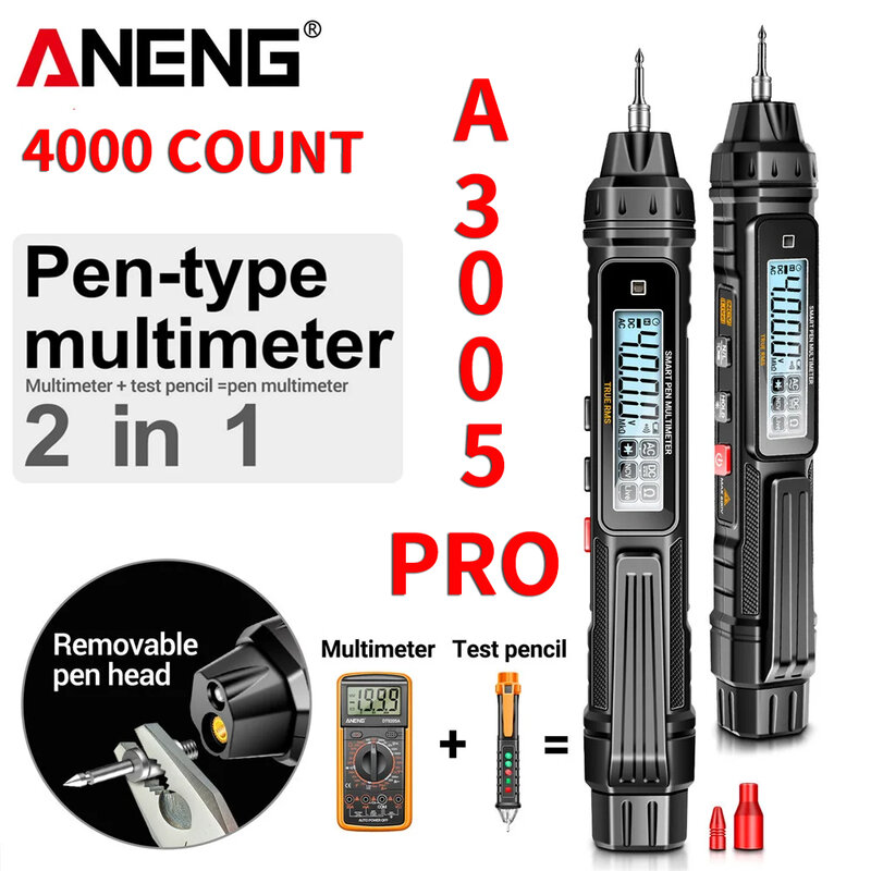 ANENG A3005 PRO multimetro digitale tipo di penna 4000 misuratore professionale Tester di diodi Ohm di tensione AC/DC automatico senza contatto per strumento