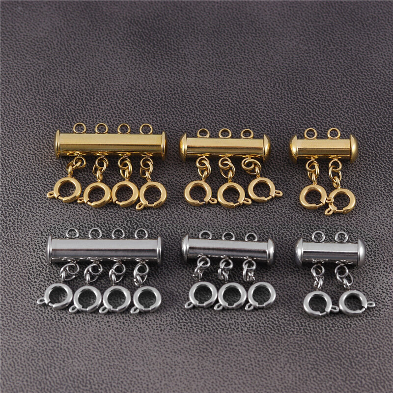 Acessórios de aço inoxidável multi correntes pulseira multicamadas colar detangler triplo camadas fechos para fazer jóias diy