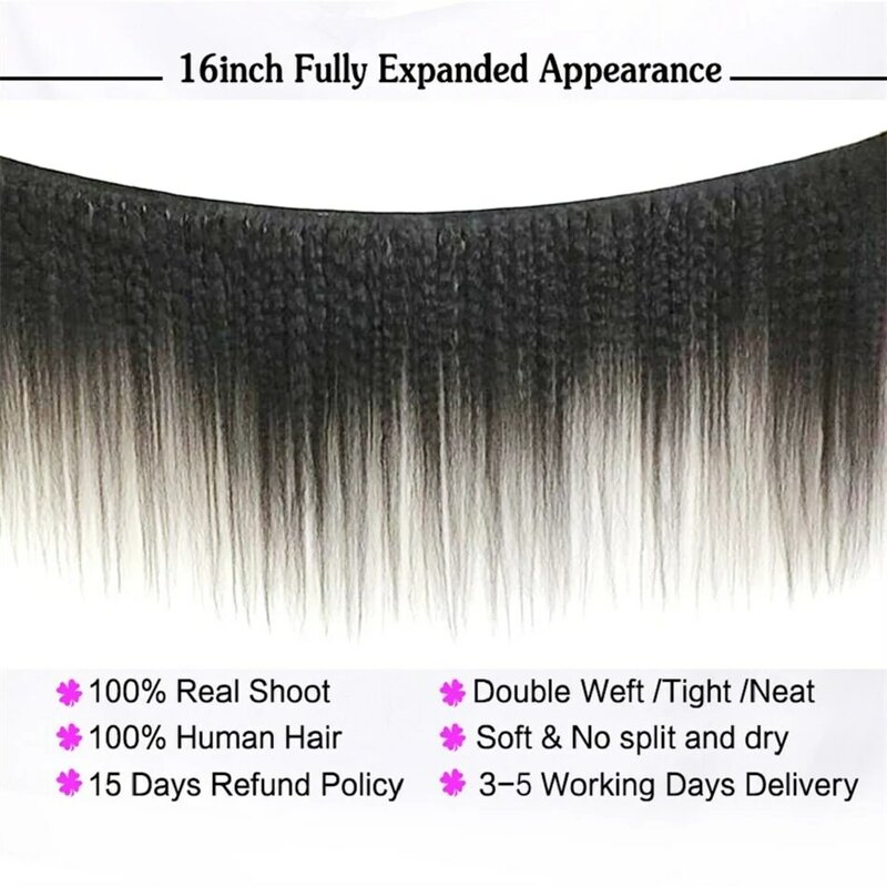 28 30 32Inch Brazilian Kinky Straight Human Hair Bundles Remy Human Hair Extensions 1/3/4Pcs Hair Wefts Yaki Straight Human Hair