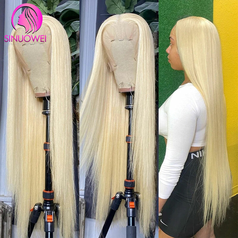 Honey Blonde Lace Front Peruca de Cabelo Humano, brasileiro Straight Bone Lace Frontal Wig, perucas Remy pré-arrancadas, 180%, 13x4, 613