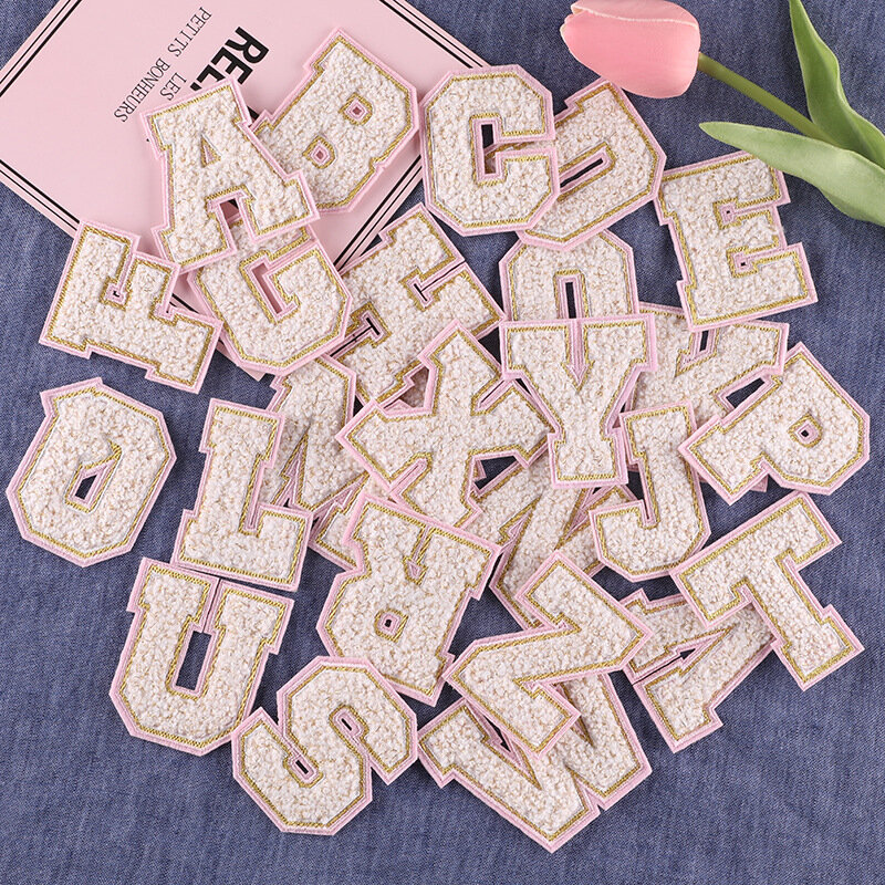1 set DIY Personalized Bag Letter Gold thread embroidery Alphabet Patches Iron on Pouch Sticker