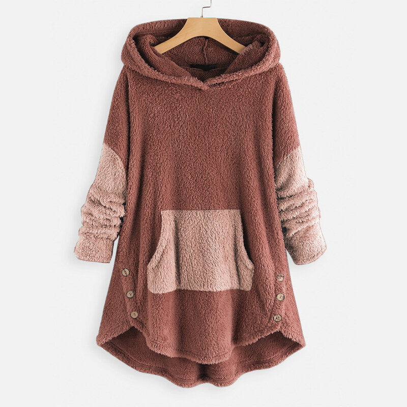 Camisola solta de maternidade feminina, manga comprida, suéter com capuz, roupa casual feminina, outono, inverno