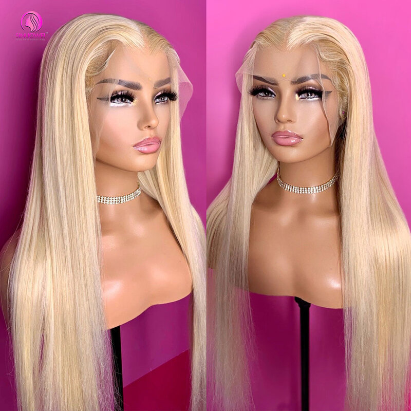 613 13x6 HD Lace Frontal Wig Straight Lace Front Wig Transparent Blonde Lace Frontal Human Hair Wigs Brazilian Baby Hair