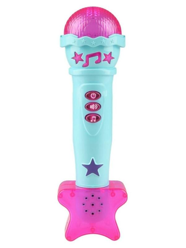 Karaoke Toy Microfone On e Off Key-Clap e Apito Efeito, som iluminado, melodias, festa divertida, bateria, Powered-OI1111