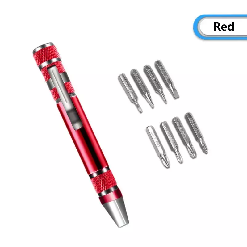10PCS DIY Mobile Phone Service Tool Removal Driver Aluminum Alloy Pen Type Multi-function 8-in-1 Screwdriver Set