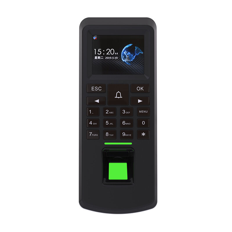 Pantalla a Color TFT de 1,8 pulgadas RFID biométrica huella dactilar tiempo de asistencia Control de acceso grabadora
