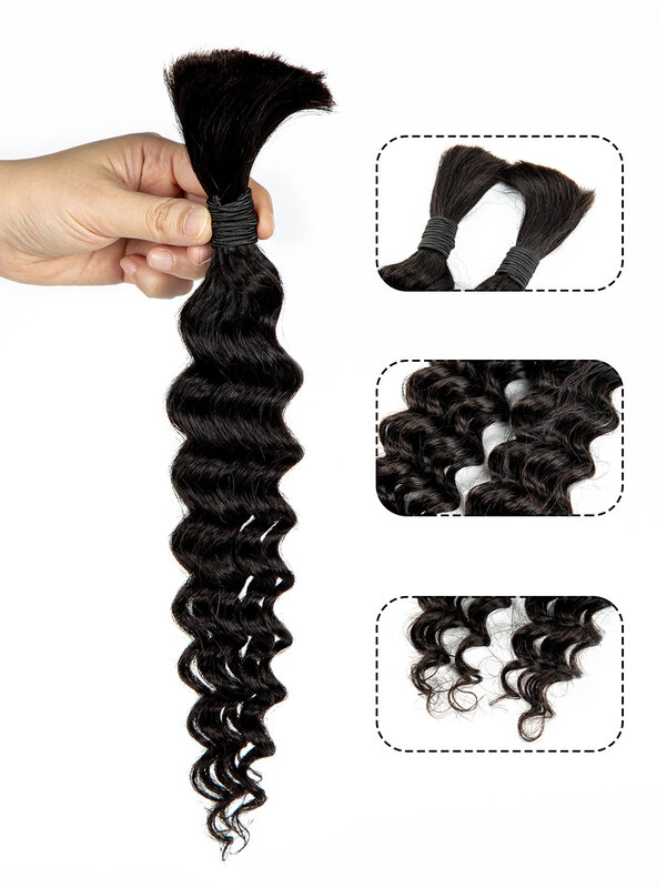 Объемные волнистые человеческие волосы для плетения без уточка, 100% натуральные волосы, 26, 28 дюймов, вьющиеся человеческие волосы для Плетения КОС в стиле бохо