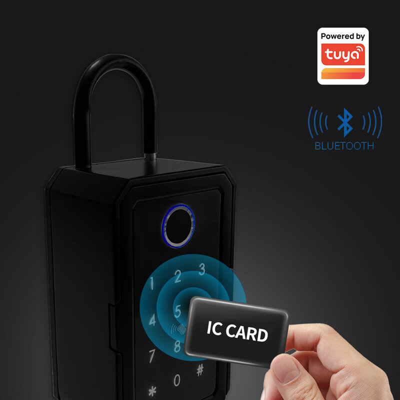 Tuya kotak kunci elektronik cerdas untuk rumah, kotak kunci keamanan luar ruangan, kotak kunci Dinding sidik jari tahan air dengan Gateway Bluetooth untuk rumah