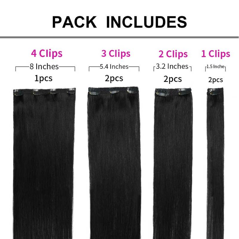人間の髪の毛のエクステンションのダブルクリップ、ヨーロピアンレミーヘア、100% 本物、天然クリップ、厚手のエンド、120g、18-24個、7個
