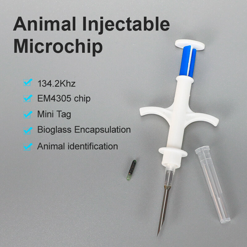 動物RFIDチップ,1.25x7mm,134.2KHz,100ユニット,猫,犬,魚,動物に適したマイクロチップ,1.4x8mm,2.12x12mm