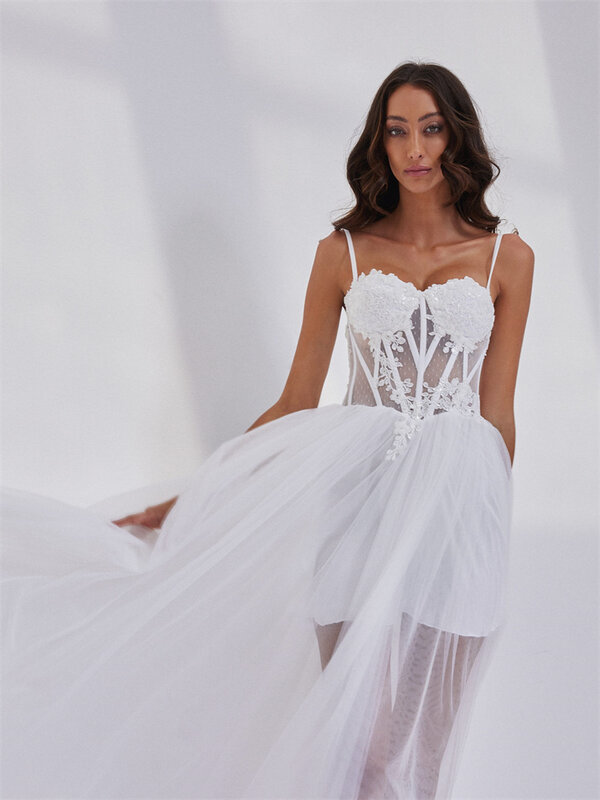 Элегантное платье из двух частей с блестками и аппликацией, свадебное платье невесты с бисером, Тюлевое платье для душа, женские ночные накидки 2024