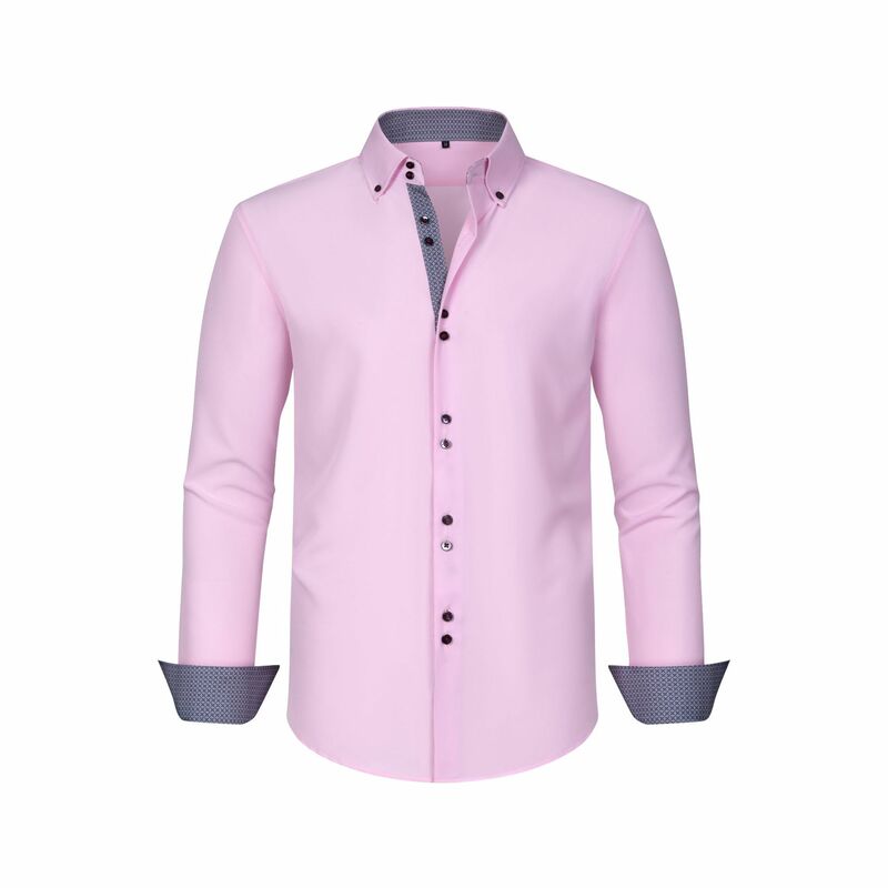Chemise à double boutonnage pour hommes, vêtements extensibles à quatre côtés, motif à pois, correspondance des couleurs, LH050