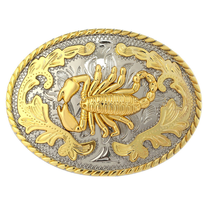 Owalna osobowość skorpion złoty kolor srebrny Western Cowboy zwierząt klamra do paska męskiego na szerokość 40mm pas Cheapify Dropshipping