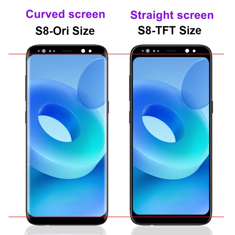 SM-G950FD TFT S8 LCD baru teruji 100% untuk Samsung S8 Display G950 G950F untuk Samsung S8 display layar sentuh Digitizer dengan bingkai