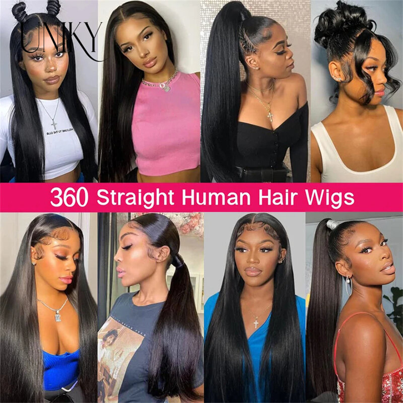 360 HD Full Lace Human Hair Wig Bone Straight 13x6 Lace Front Wig 13x4 HD Transparent Lace Frontal Wigs For Women 4x4Closure Wig