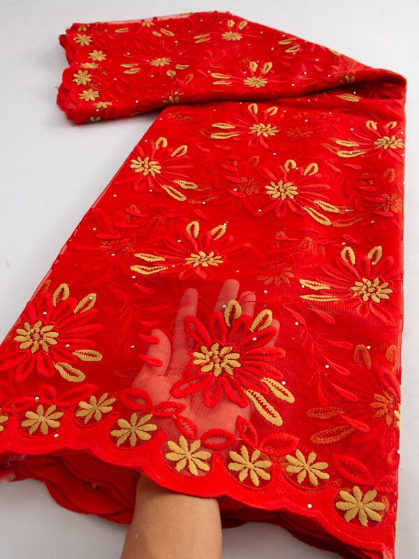 Kain renda jala Perancis Afrika 2023 kualitas tinggi kain renda jaring Tulle Afrika Nigeria untuk wanita gaun pesta malam TY3596