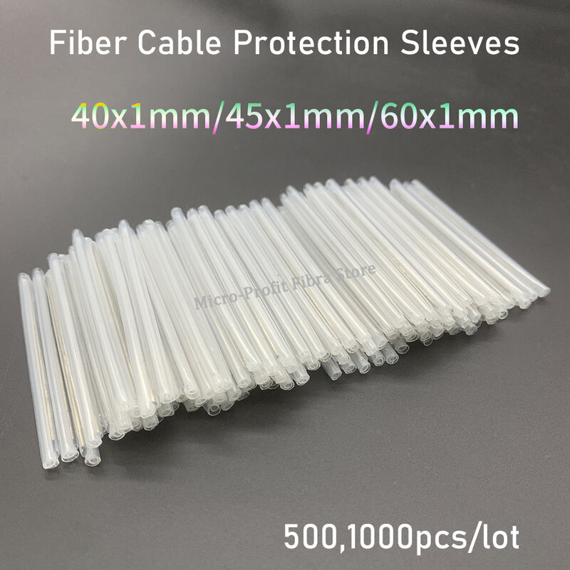 Pelindung kabel serat optik FTTH, 1000/500 buah 40mm 45mm 60mm serat panas menyusut splice pelindung kabel 1.0 diameter alat tabung serat optik