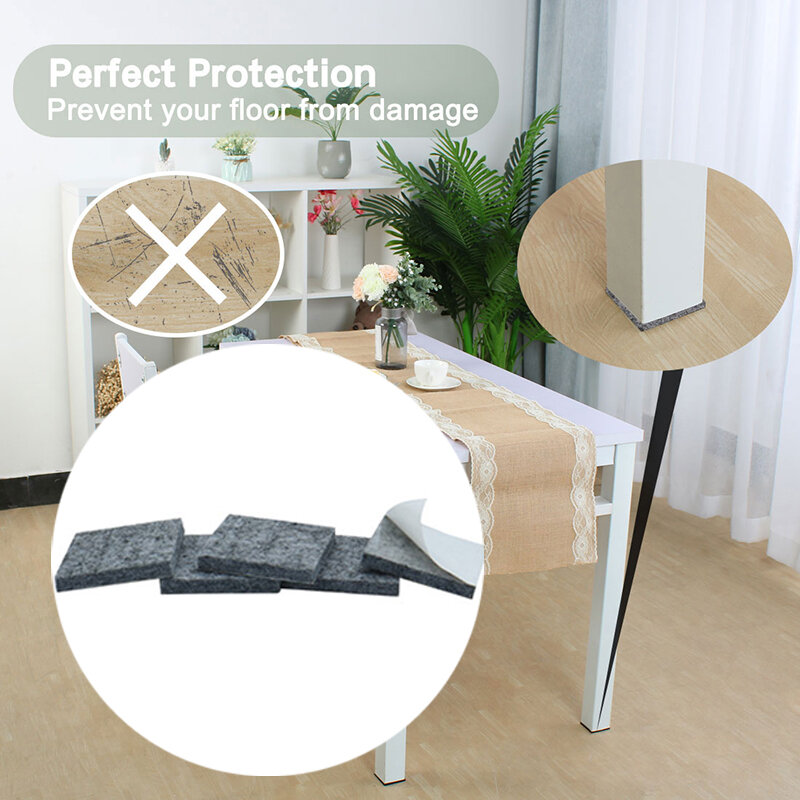 Coussinets de meubles en feutre épais, 96 pièces, 5mm, rond et carré, protège le sol, Surface dure, antidérapant, pattes de jambe