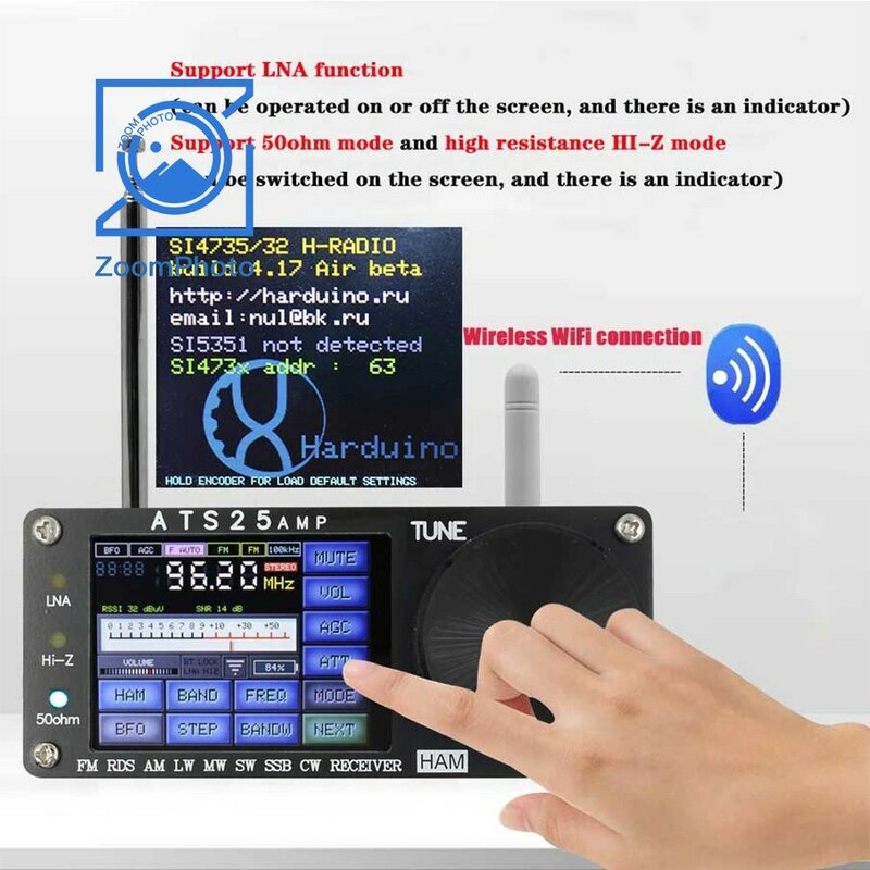 New 4.17 Firmware ATS25-AMP 132KHz-30000KHz RDS Full Band Radio Receiver Spectrum Scanning DSP Receiver Support for LNA Function