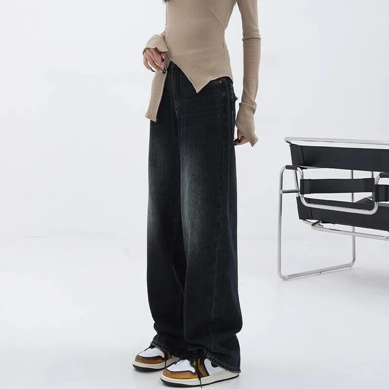 Baggy Denim Pants High Waist Women Straight Jeans American Fashion Vintage Streetwear Style Wide Leg Jean Female