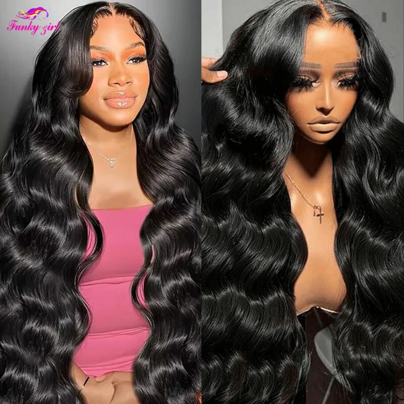 13x6 Body Wave 200 Density Transparent Lace Front Wigs Human Hair Pre Plucked With Baby Hair Lace Front For Natural Black Wigs
