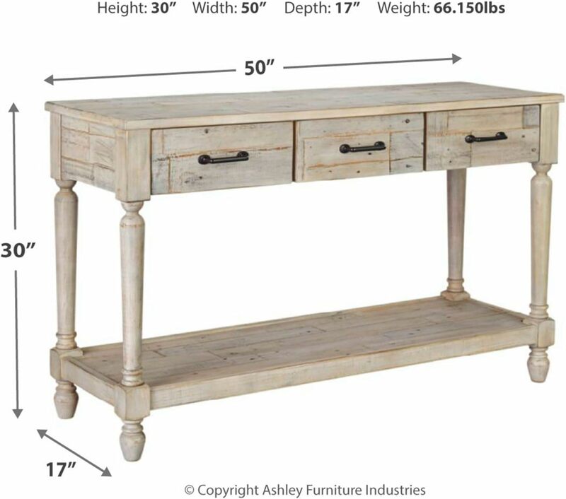أشلي شونالور-طاولة كونسول أريكة من خشب الصنوبر الصلب ، تصميم مميز ، منزل ريفي