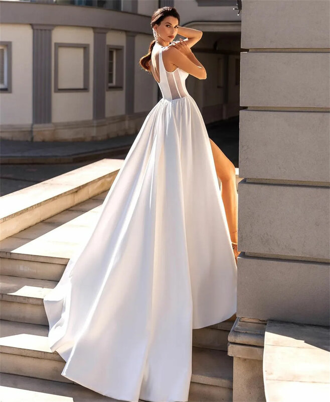 Женское вечернее платье с разрезом, элегантное официальное платье для матери невесты, белое платье на выпускной