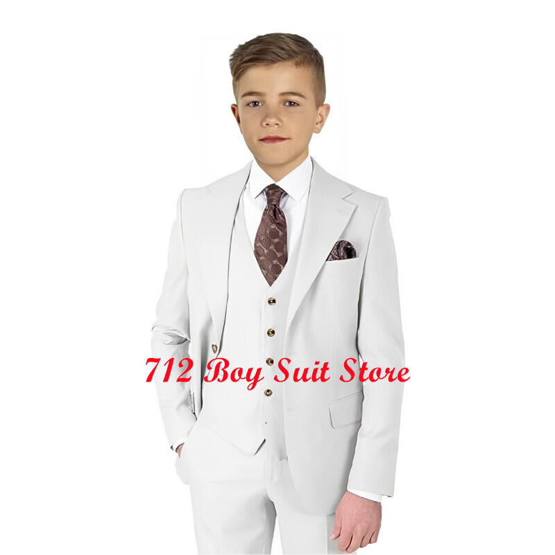 Boys Tuxedo Set Wedding Dresswear 3 Pieces Jacket Vest Pants Party Prom Slim Fit Kids Blazer