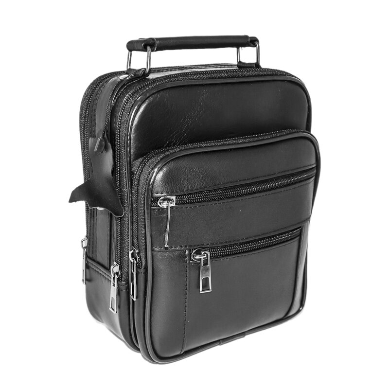 Lederax Steel Case Men's Genuine Leather Shoulder Cross-Body Messenger Bag Multi-Pocket Purse Soft Handbag