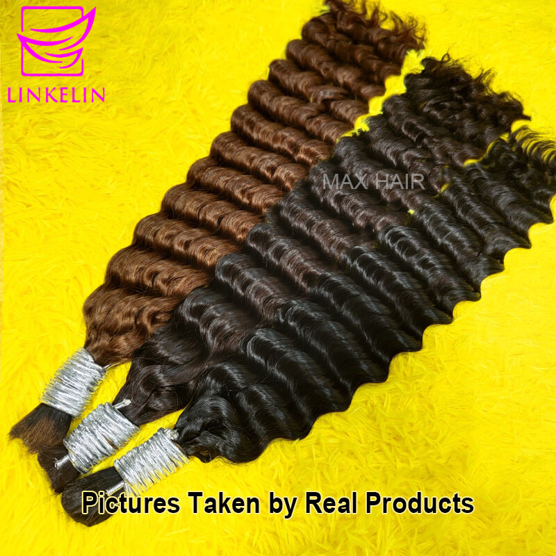 Penyambung rambut manusia massal untuk kepangan 4 27 rambut manusia gelombang dalam pirang Ombre bundel tanpa sambungan untuk ekstensi rambut wanita