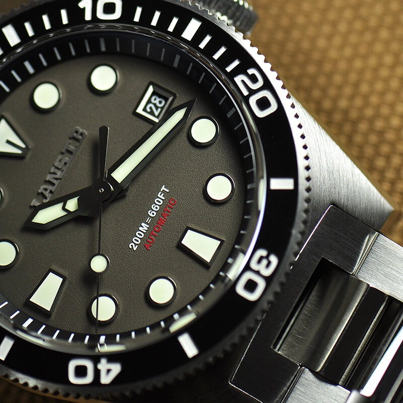 LANSTB-zegarki sportowe dla mężczyzn, nowy mechaniczny zegarek z szafirowym światłem, wodoodporny zegarek dla nurków, luksusowy zegarek roboczy ze stali nierdzewnej
