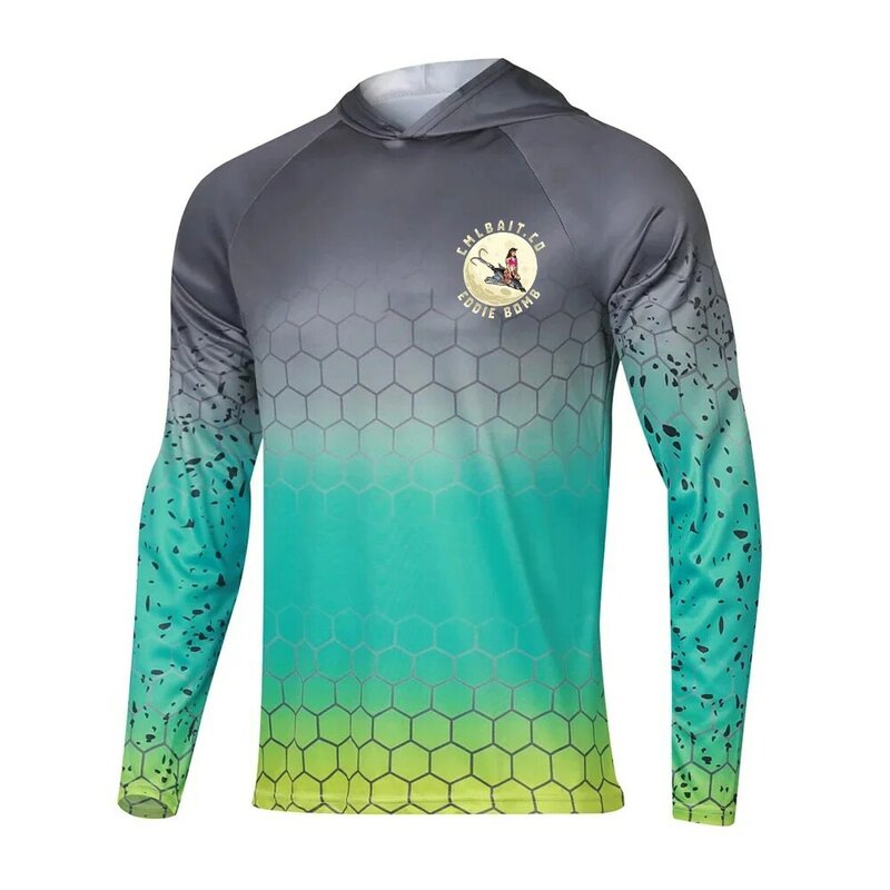 Pelagic Men's Fishing Shirt Hooded Long Sleeve Sunblock UPF 50+ Outdoor Camouflage Moisture Wicking Jersey Fishing Apparel Tops