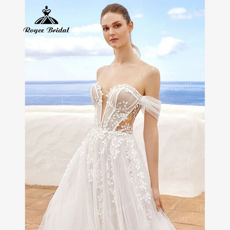 trouwjurk Lace Appliques Boho Bohemian Women Wedding Dress with Cap Sleeve 2024 Bridal Gown Custom Made vestidos de casamento