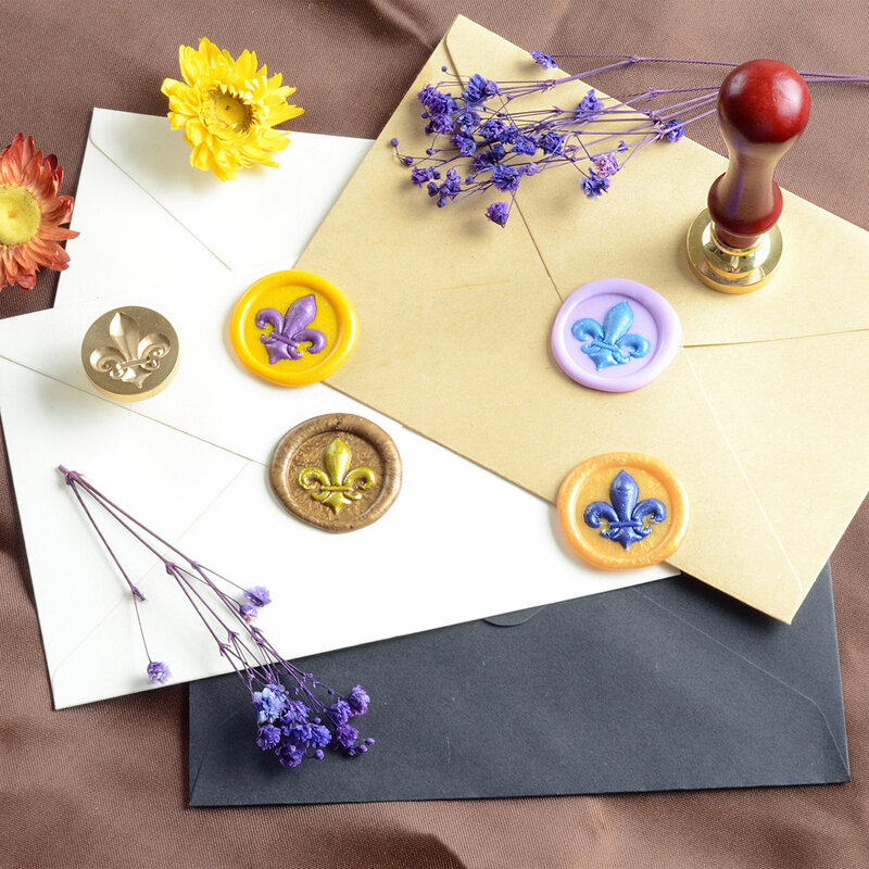 Sceau de cire 3D Relief Iris, sceau de cire d'invitation de mariage, sceau de cire pelé et bâton, tampon de cire à fermeture florale, joints en cuivre