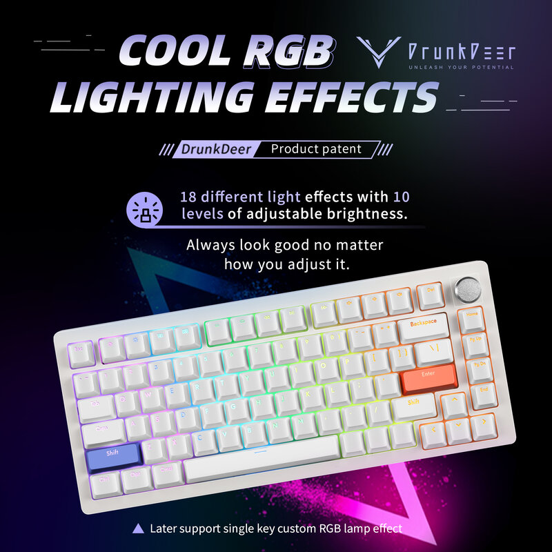 Keyboard mekanis cepat, Keyboard Gaming TKL, Keyboard sakelar magnetis cepat hiper, Keyboard kompak RGB 82 tombol