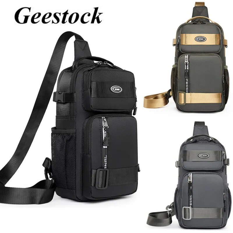 Geestock-Bolso de hombro impermeable para hombre, bandolera cruzada para exteriores, de gran capacidad, de viaje, deportivo, de pecho