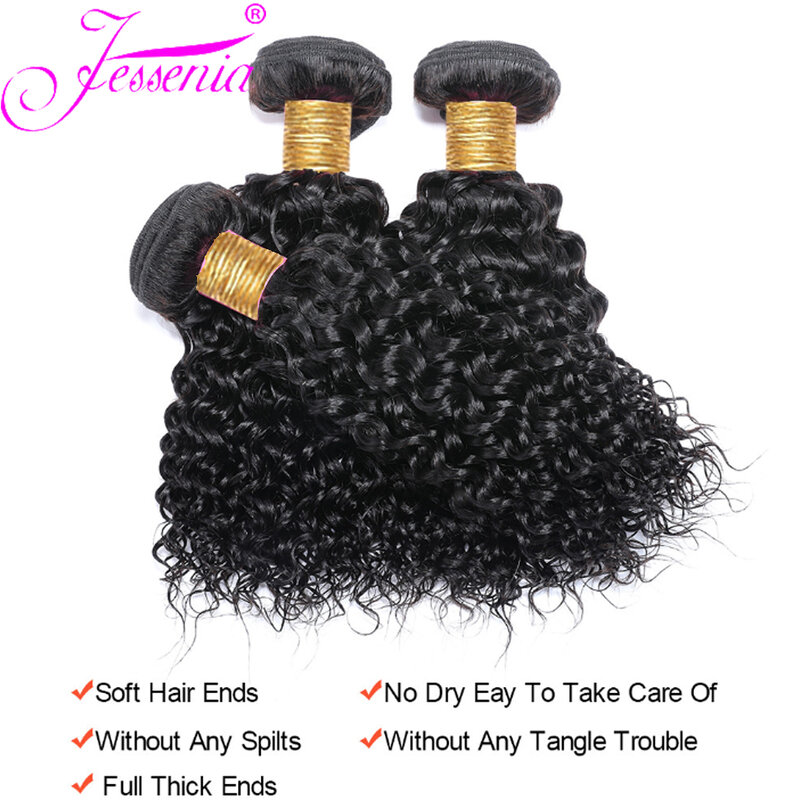 Pelo Rizado Afro corto barato, 3 mechones, cabello indio crudo, 100% cabello humano virgen, extensión de tejido, Color Natural, 100 g/unidad