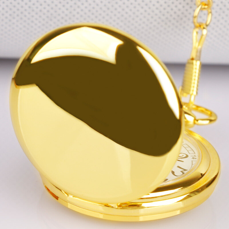 Роскошные золотые полностью охотничьи однотонные кварцевые часы с карманным механизмом минимализм Мужские Женские ожерелье подарок половина охотника Прямая поставка