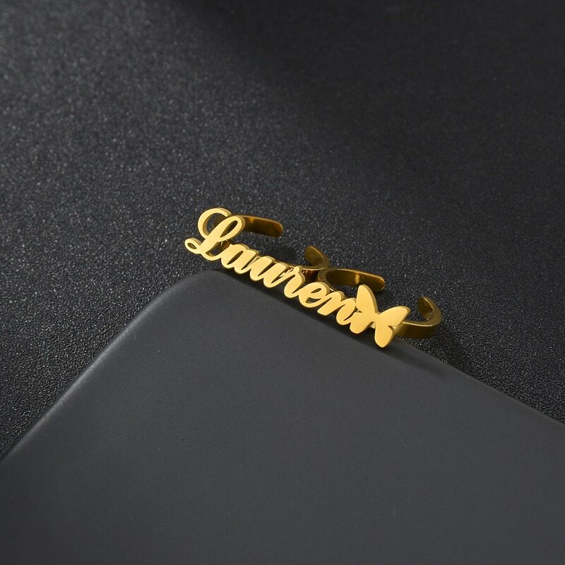 Anelli con nome personalizzato in acciaio inossidabile donna uomo anello con doppio nome gioielli personalizzati anelli di coppia regolabili regalo di fidanzamento